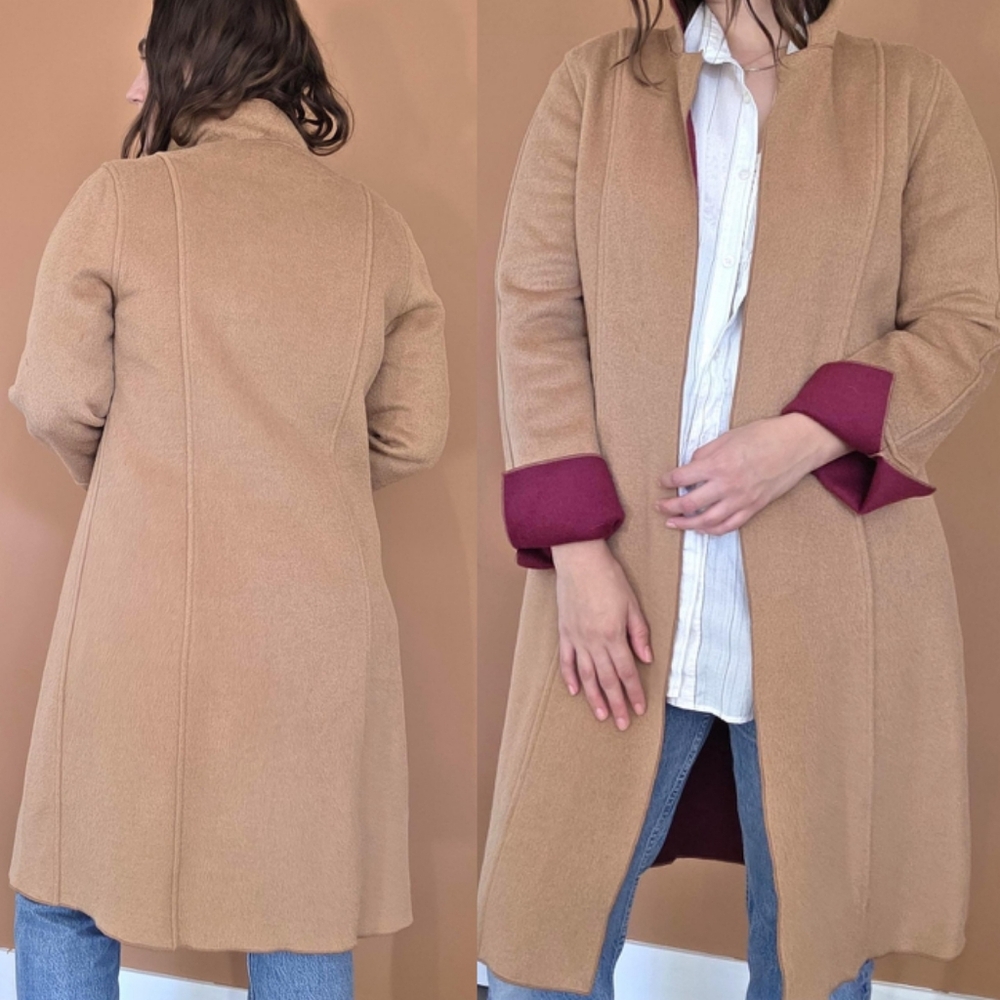 Vintage Wool Western Style Long Duster by Harve Benard / 1990s Y2K Camel Coat